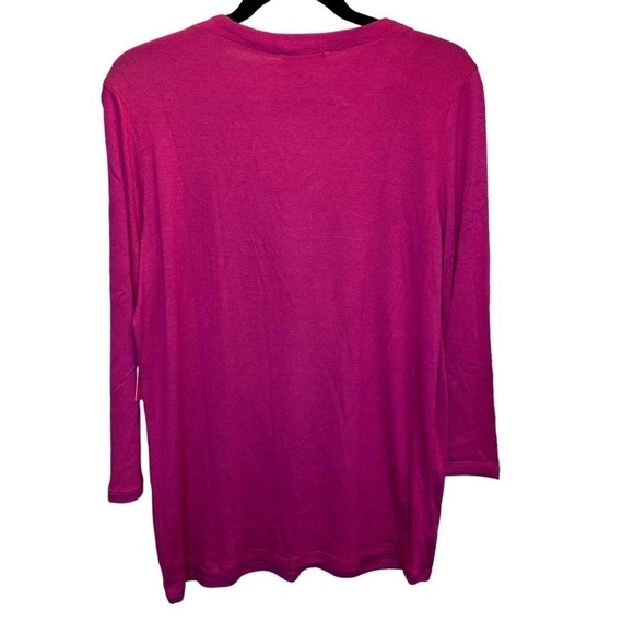 Isaac Mizrahi New York Fuchsia Red V-Neck Sweater Small - Picture 6 of 6